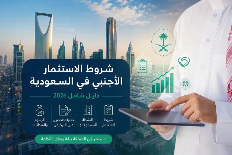 شروط الاستثمار الأجنبي في السعودية 2026 ومتطلبات الحصول على الترخيص الاستثماري وتأسيس شركة للأجانب داخل المملكة