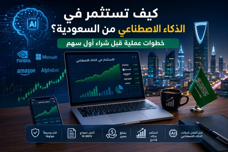 الاستثمار في الذكاء الاصطناعي من السعودية 2026 مع أفضل أسهم شركات الذكاء الاصطناعي وخطوات شراء أول سهم