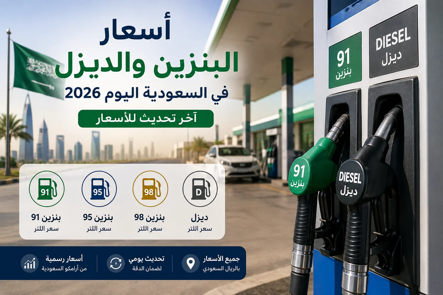 أسعار البنزين والديزل في السعودية اليوم 2026