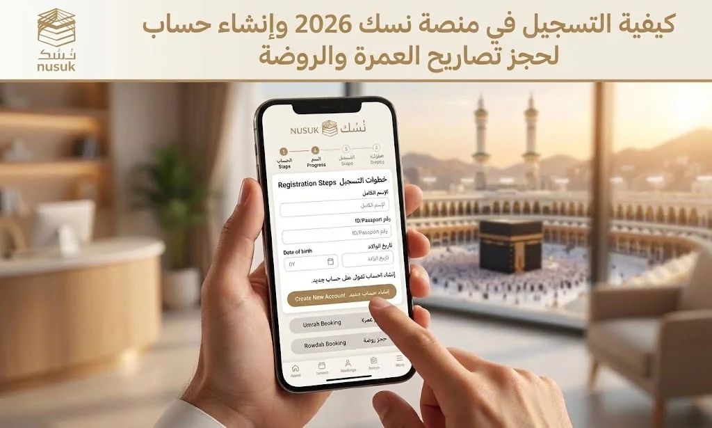 خطوات التسجيل في منصة نسك 2026 وإنشاء حساب جديد لحجز تصاريح العمرة والروضة الشريفة